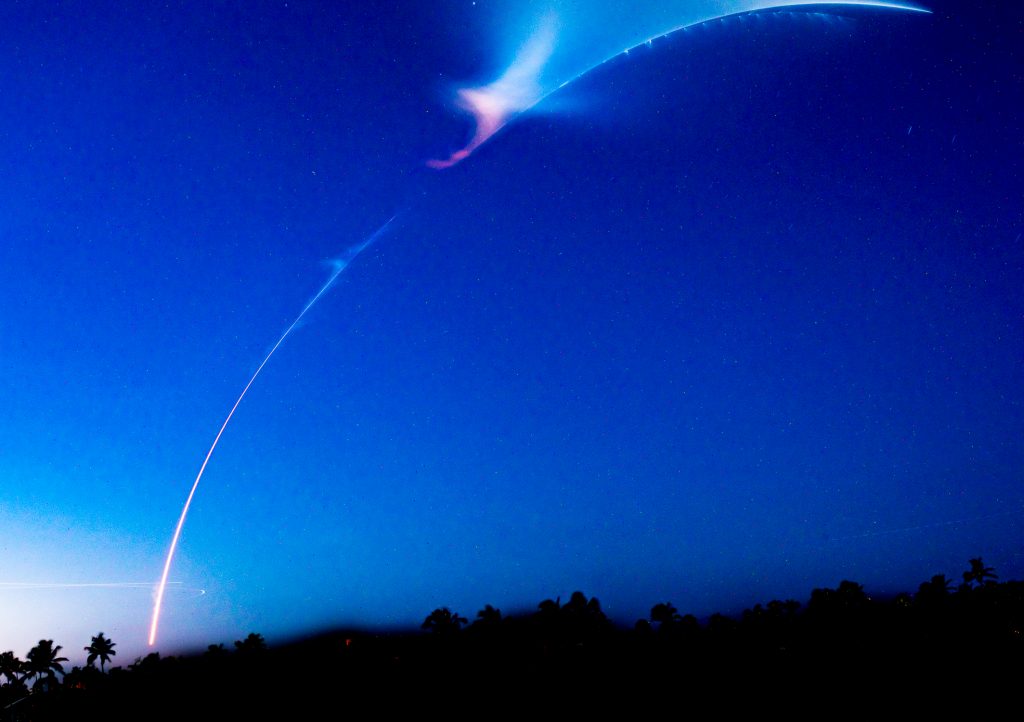 SpaceX Night Rocket Launch seen from South Florida