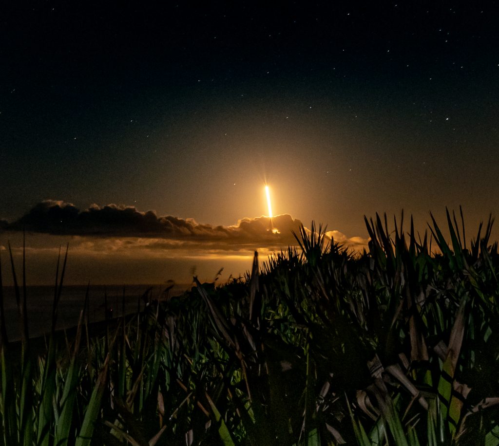 Rocket Launch Night Photography Atlas V lifts off from Kennedy Space Center viewed from Canaveral National Seashore